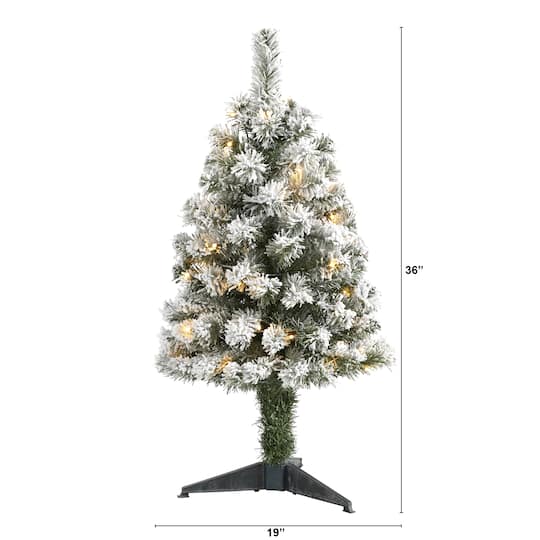 3ft. Pre-Lit Flocked West Virginia Fir Artificial Christmas Tree, Clear LED Lights